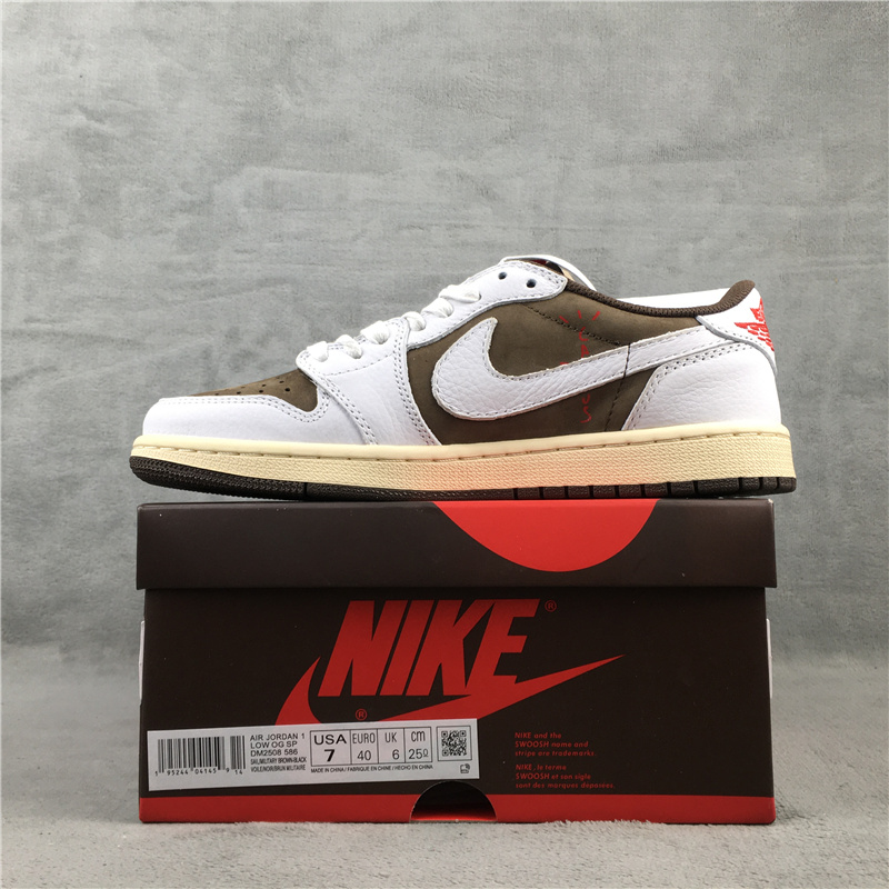 2021 Air Jordan 1 Low Reversed Logo White Brown Shoes - Click Image to Close